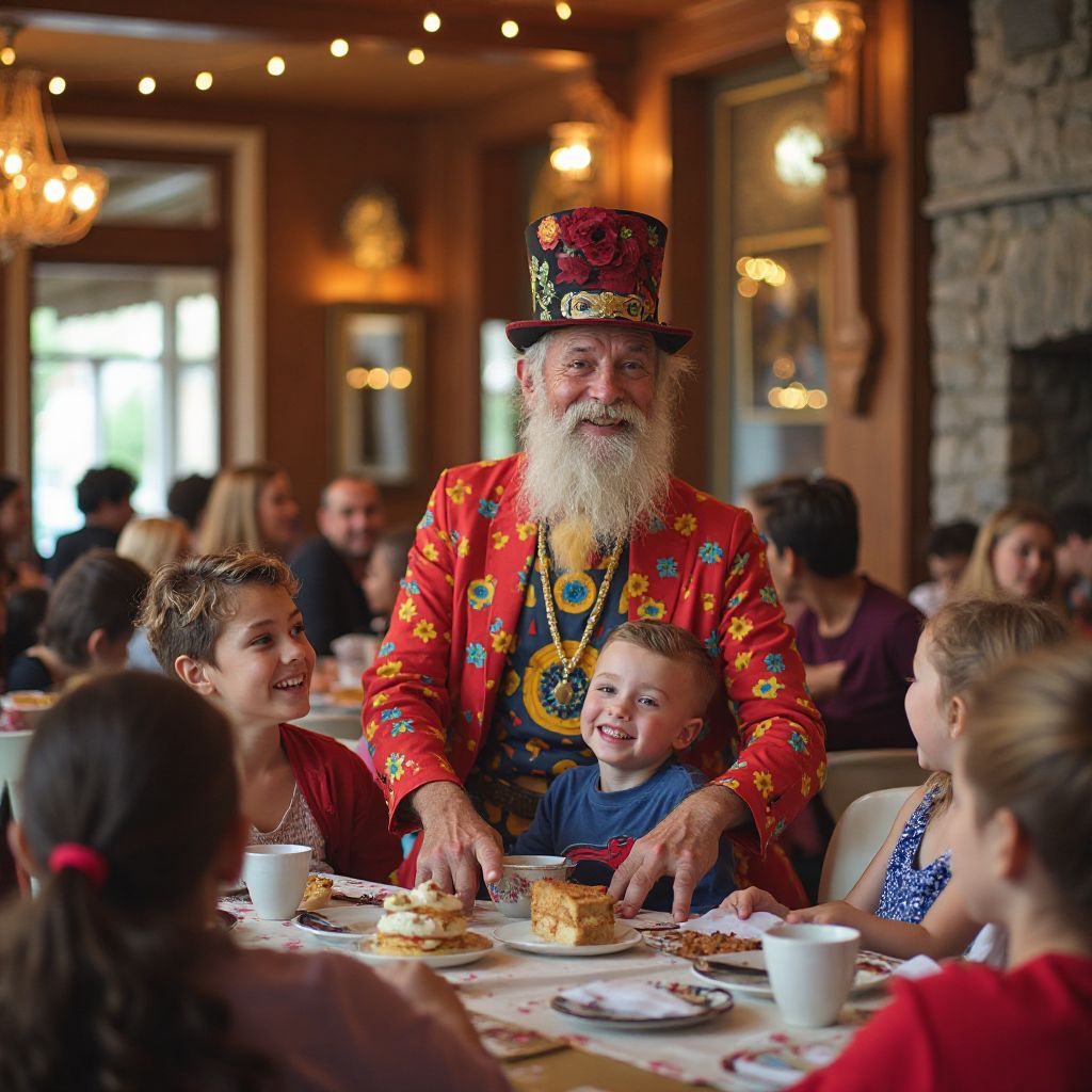 Children enjoying an entertainment program with performers